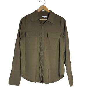 Good American Olive Green Long Sleeve Button‎ Down Shirt Size 1